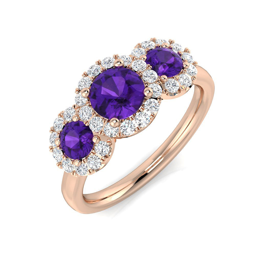 Diamond Bamburgh Amethyst Ring | 1ct - 1.5ct