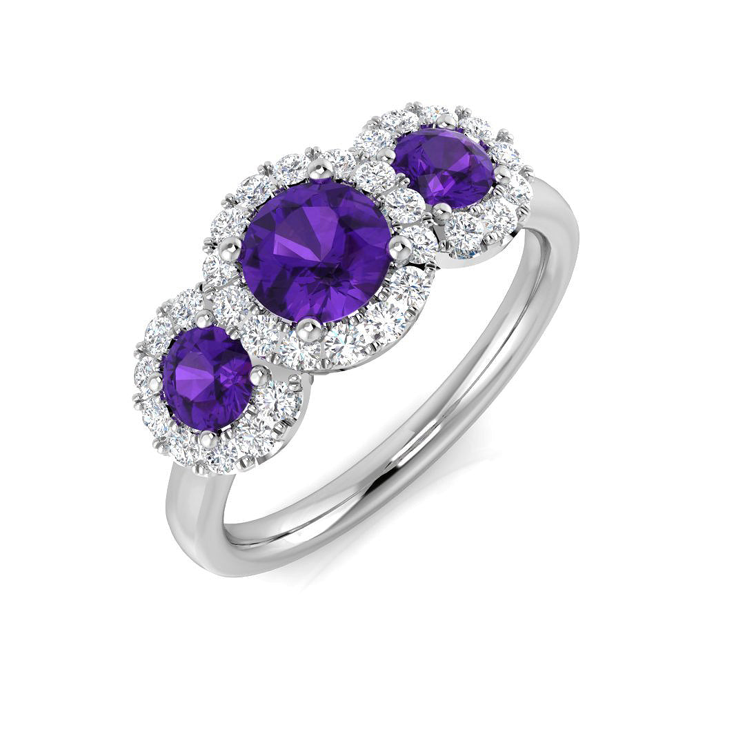 Diamond Bamburgh Amethyst Ring | 1ct - 1.5ct