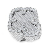 7.00 Carat Round Diamond Cluster Pavé Setting Cross-Shaped Ring