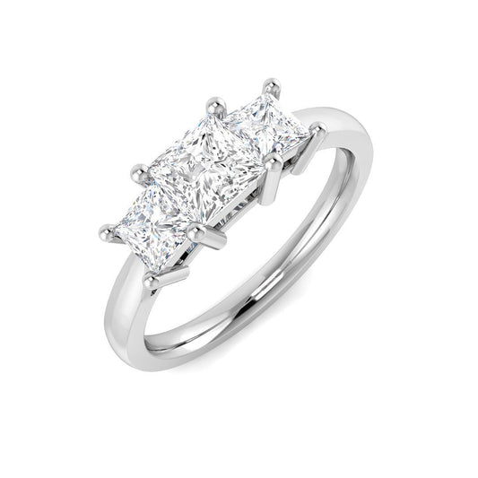 3-Stone Lab Grown Diamond  Ring 1.33ct Princess Cut D/VVS.