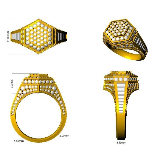Bold men’s ring with hexagonal diamond design