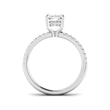 IGI Certified Cushion Cut Diamond Pavé Shoulder Solitaire Engagement Ring – Natural & Lab Grown Options