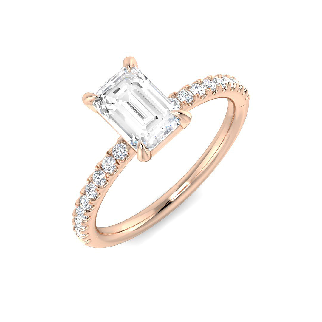 18K White Gold Lab-Grown Emerald Cut Diamond Engagement Ring