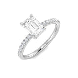 18K White Gold Lab-Grown Emerald Cut Diamond Engagement Ring