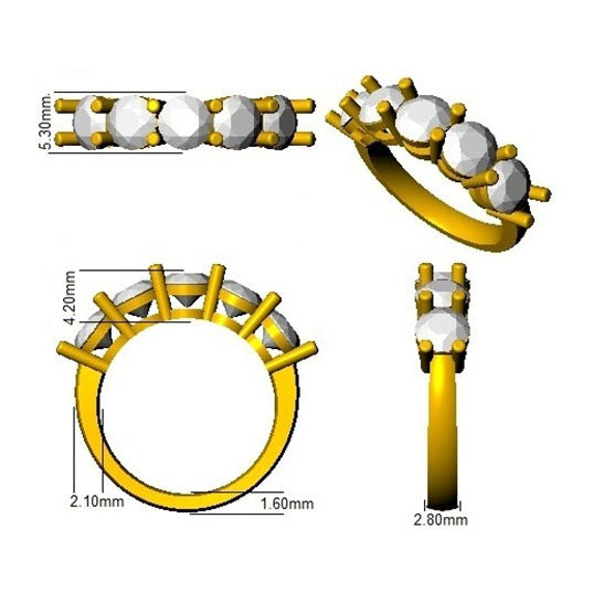 Five-Stone Diamond Eternity Ring | 1-3 Ct | Lab-Grown & Natural Diamonds