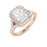 Lab Grown Round & Radiant Cut Diamond Engagement Ring