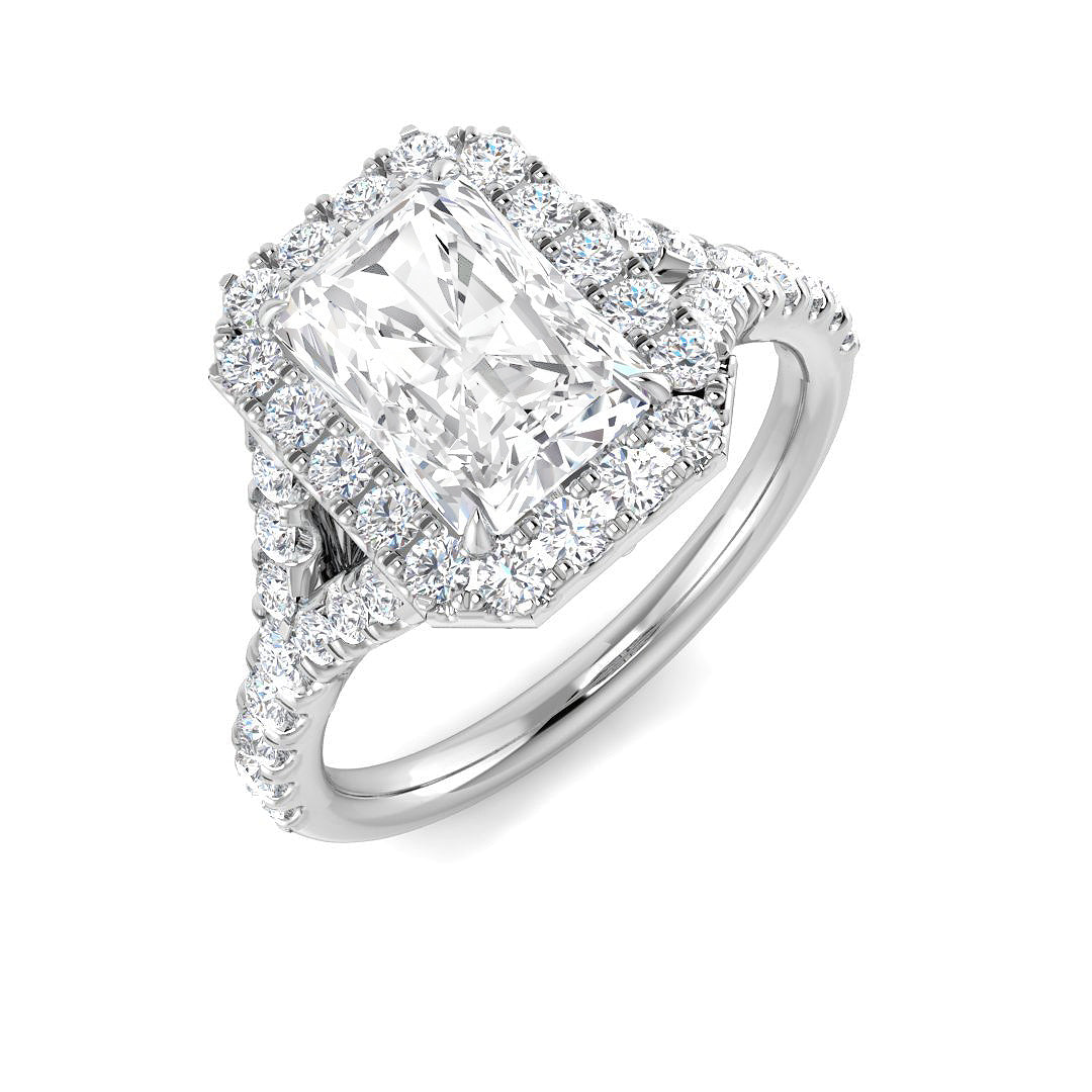 Lab Grown Round & Radiant Cut Diamond Engagement Ring