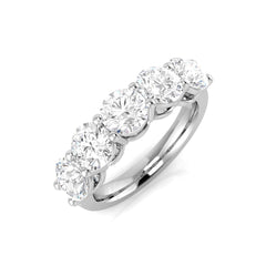 3.20Carat D-E/VS Lab Grown Diamond 5 Stone Wedding Ring 950 Platinum Ready To Ship