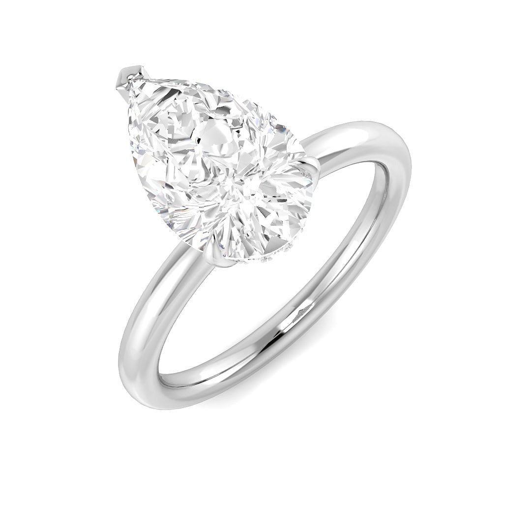 Pear Cut Natural & Lab Grown Diamond Solitaire Ring in Classic Prong Setting