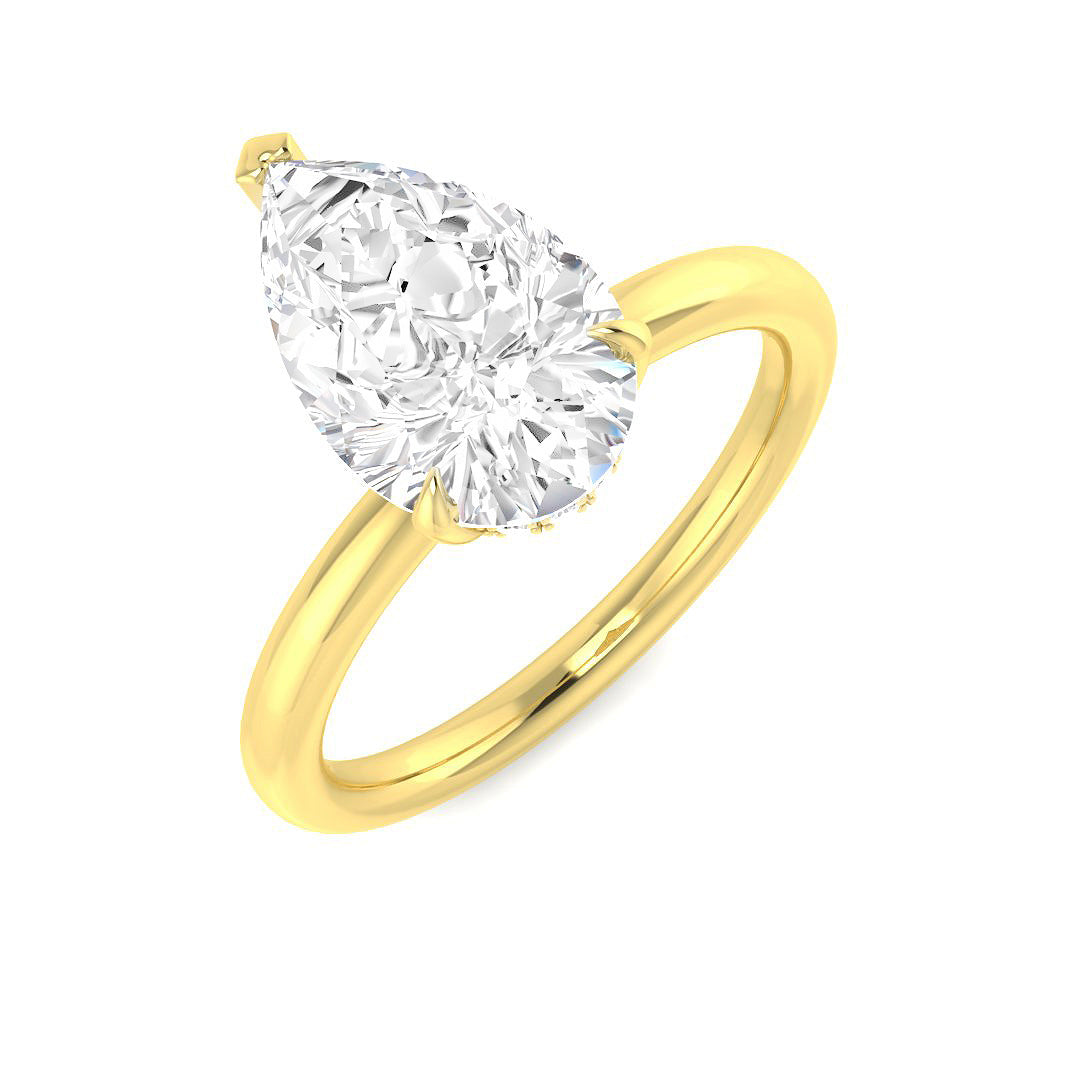 Pear Cut Natural & Lab Grown Diamond Solitaire Ring in Classic Prong Setting