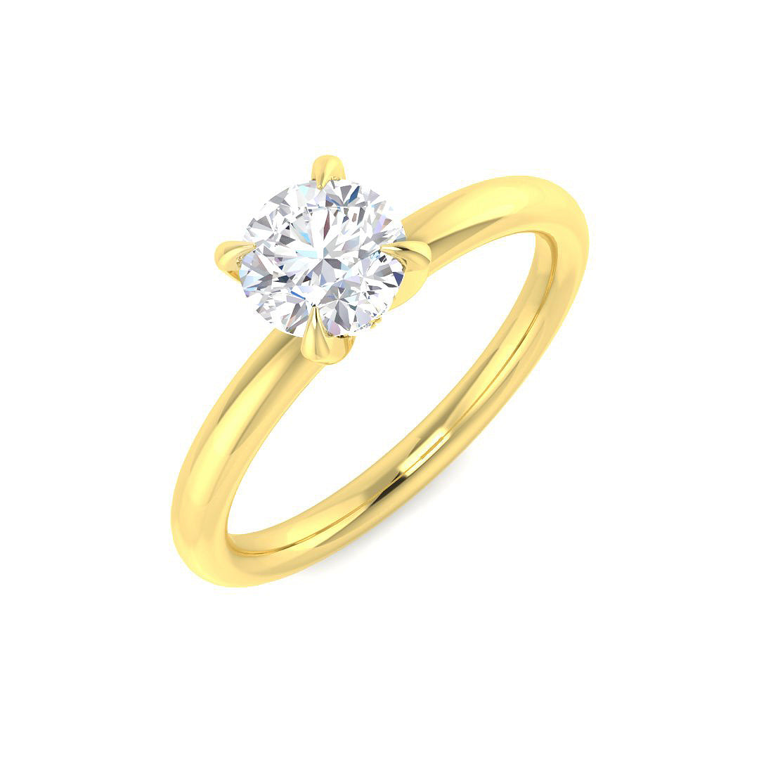 0.80Carat DE/VS Lab Grown Diamond Hidden Halo Ring 9k Yellow Gold Ready To Ship