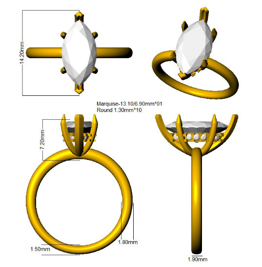 Marquise Diamond Solitaire Engagement Ring  Natural & Lab Grown | Classic Plain Band Design
