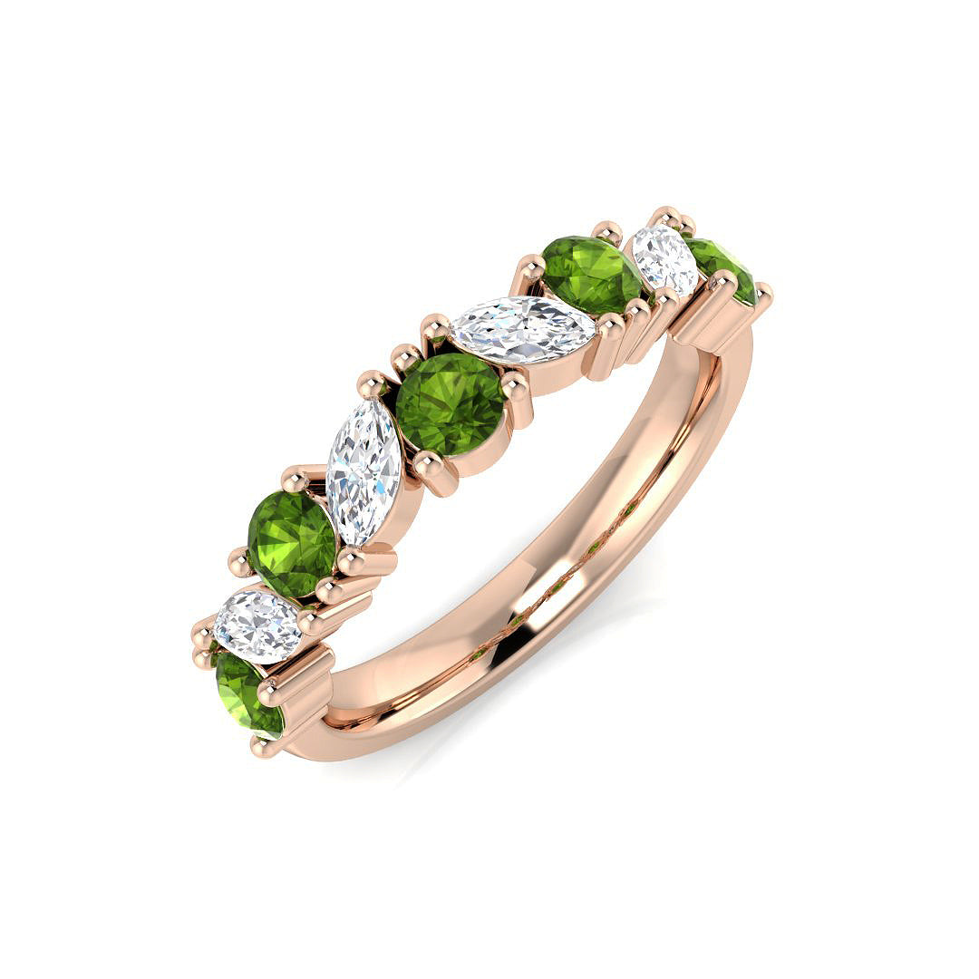 Green Tourmaline Half Eternity Ring | Lab & Natural Diamonds