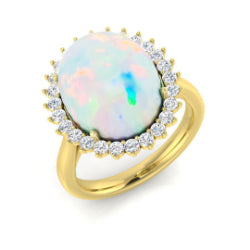 Diamond Archway Opal Ring | 5ct | Hallmarked Gold & Platinum
