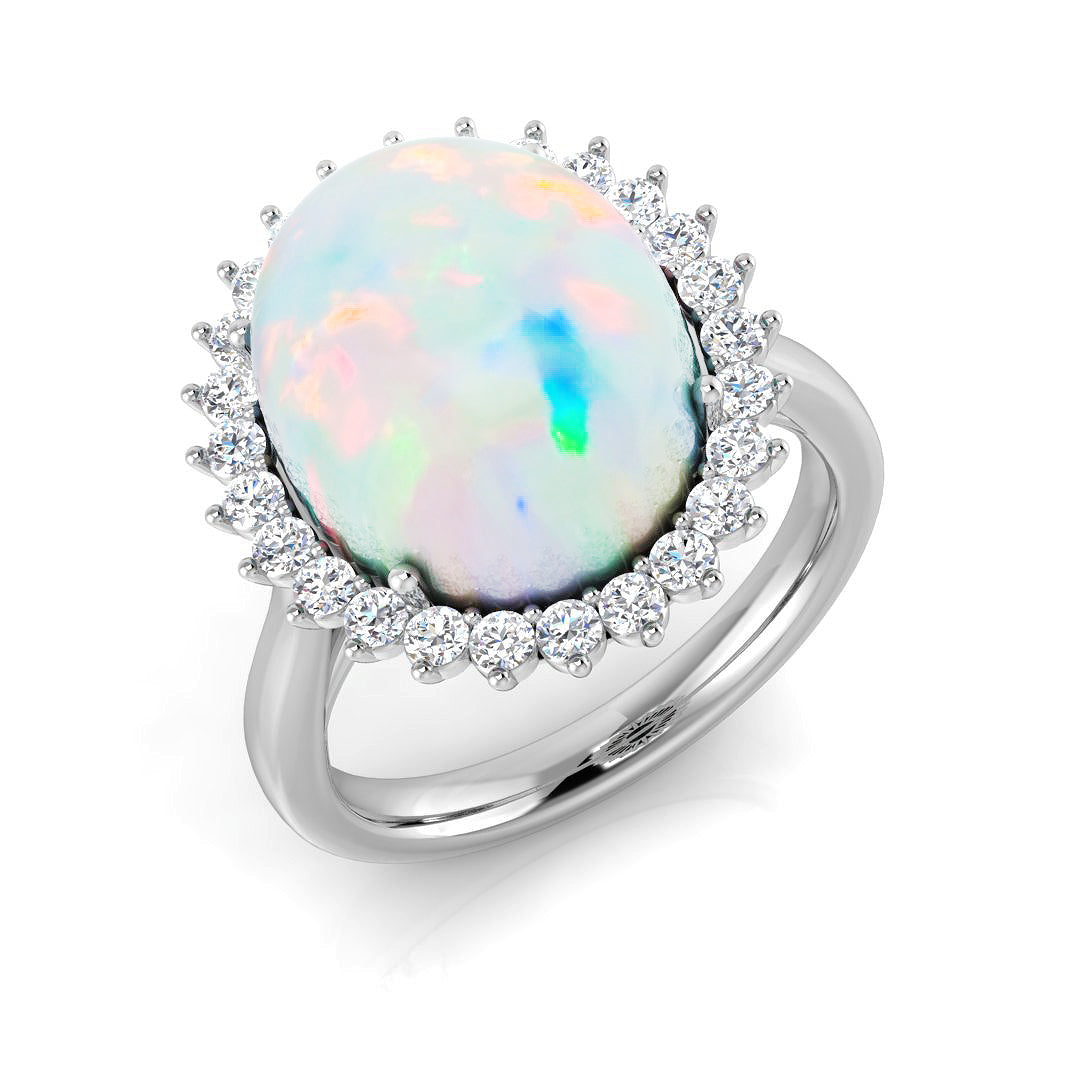Diamond Archway Opal Ring | 5ct | Hallmarked Gold & Platinum