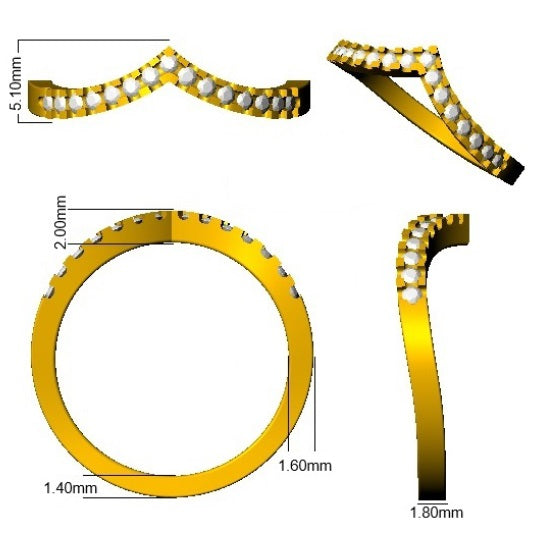 Technical drawing of a yellow metal component with dimensions labeled
