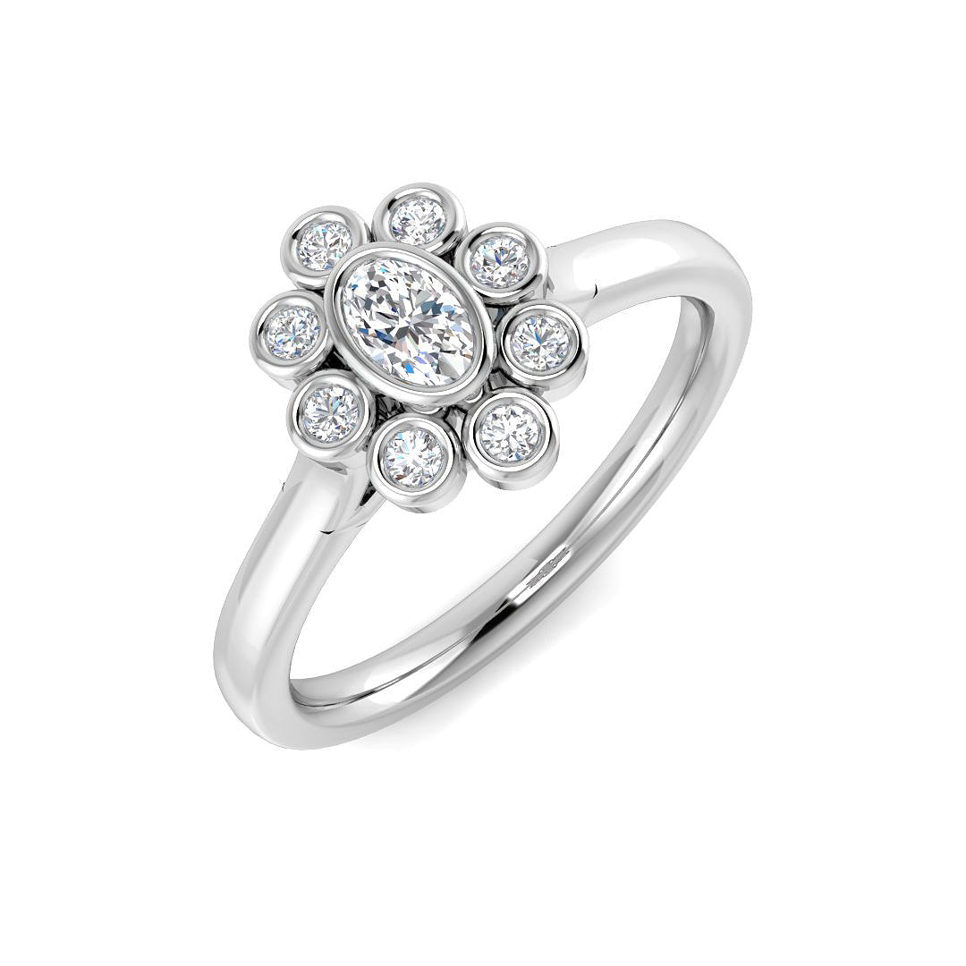 Elegant Floral Diamond Ring – Lab-Grown & Natural Diamonds | 950 Platinum & Gold