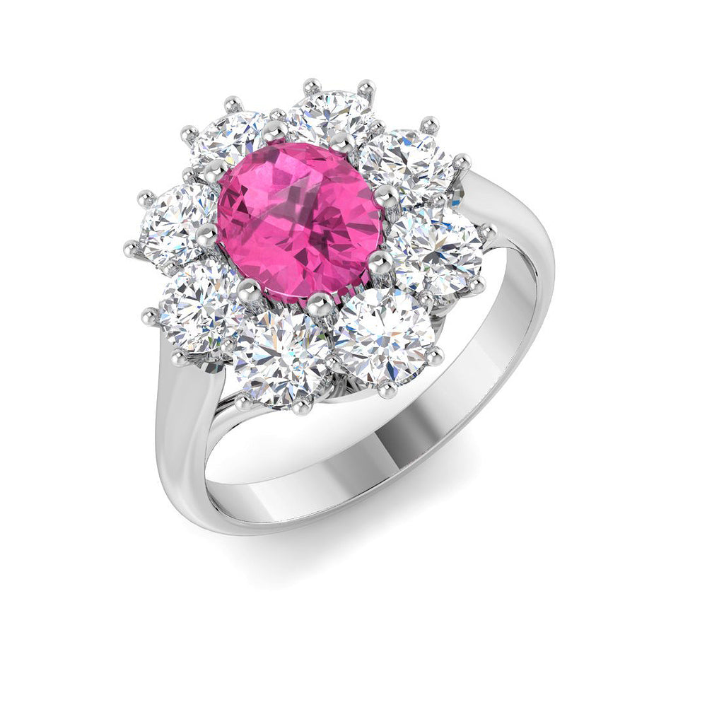 Pink Sapphire Cluster Ring