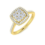 Round Cluster Halo Engagement Ring | 0.5ct | Hallmarked Gold & Platinum