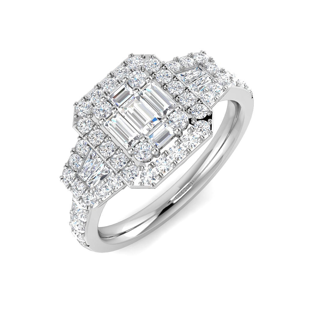 Lab-Grown Baguette & Round Cut Diamond Engagement Ring | 0.75ct - 2.5ct