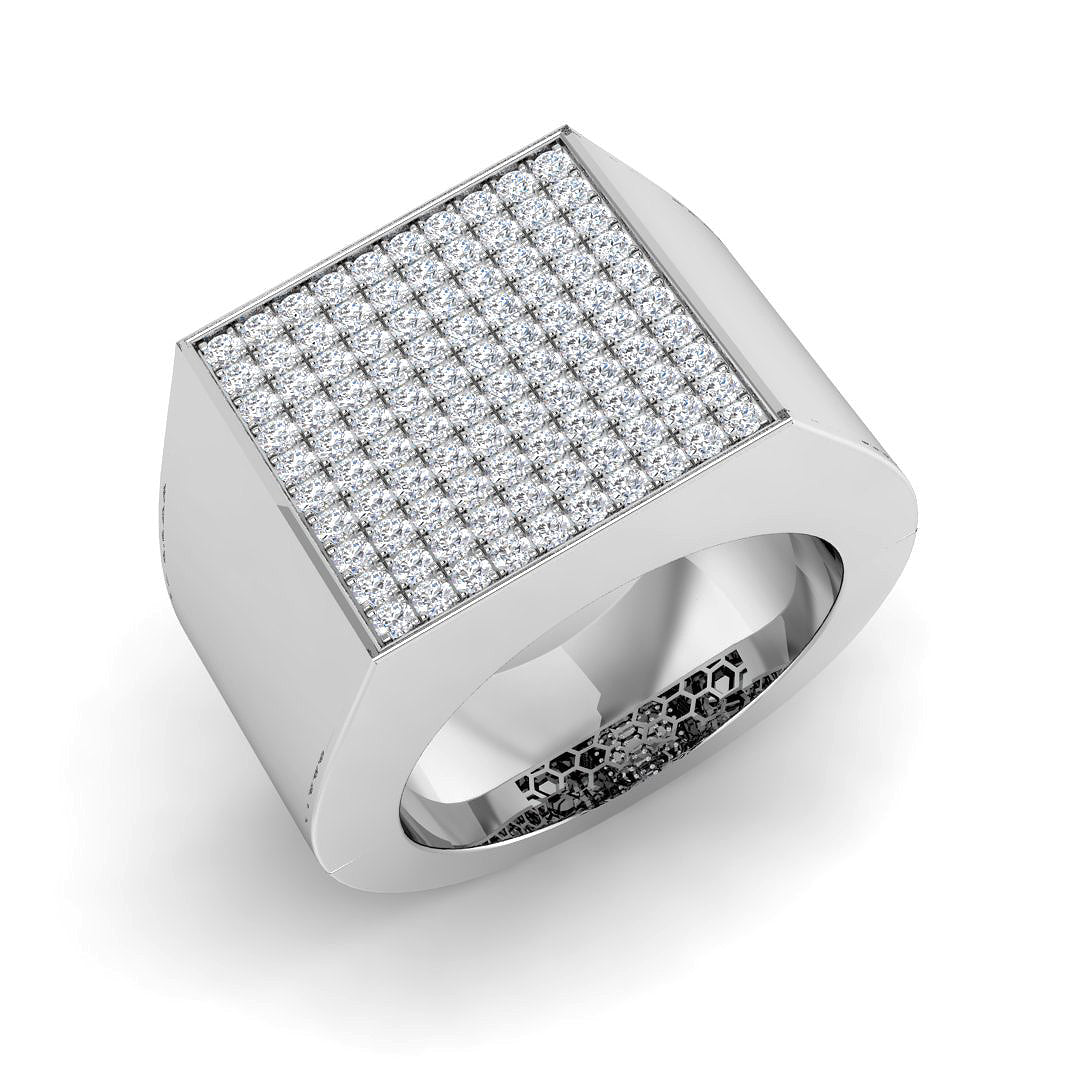 Luxury Square Pave Diamond Signet Ring | 1.25ct | Hallmarked Gold