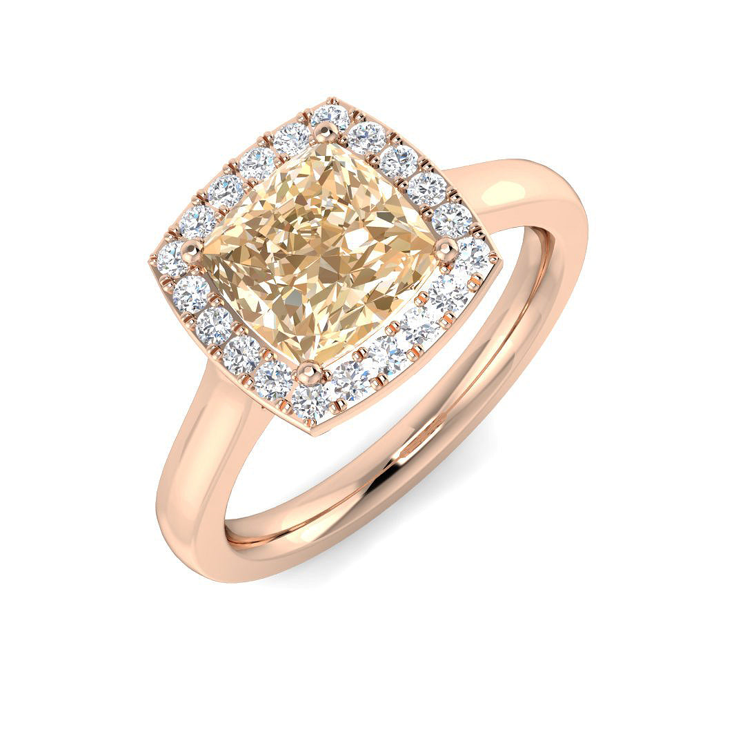 Cushion Cut Morganite Halo Ring with Diamonds