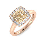 Cushion Cut Morganite Halo Ring with Diamonds