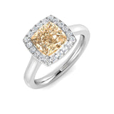 Luxury Cushion Cut Morganite Diamond Halo Ring