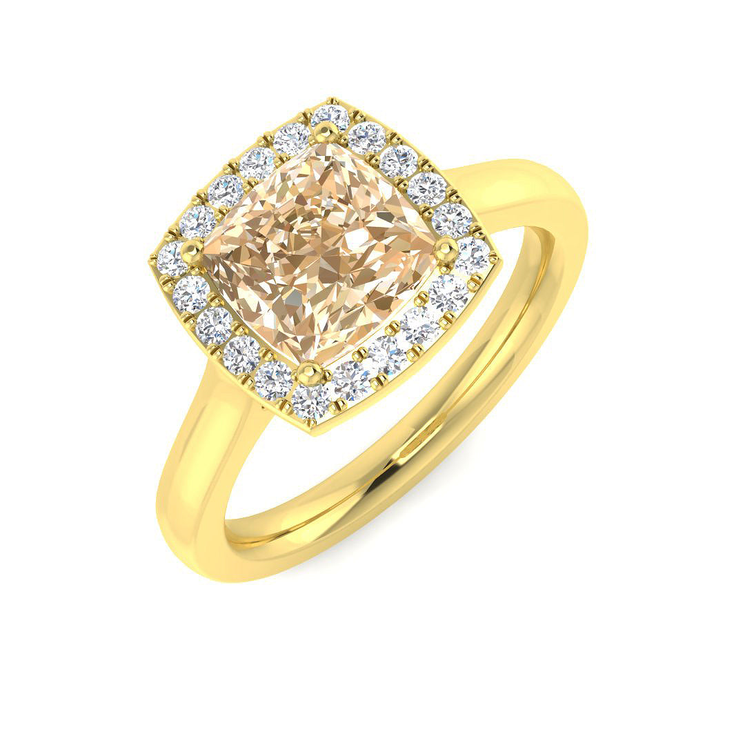 Vintage Style Cushion Cut Morganite Halo Ring