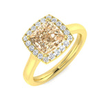 Vintage Style Cushion Cut Morganite Halo Ring