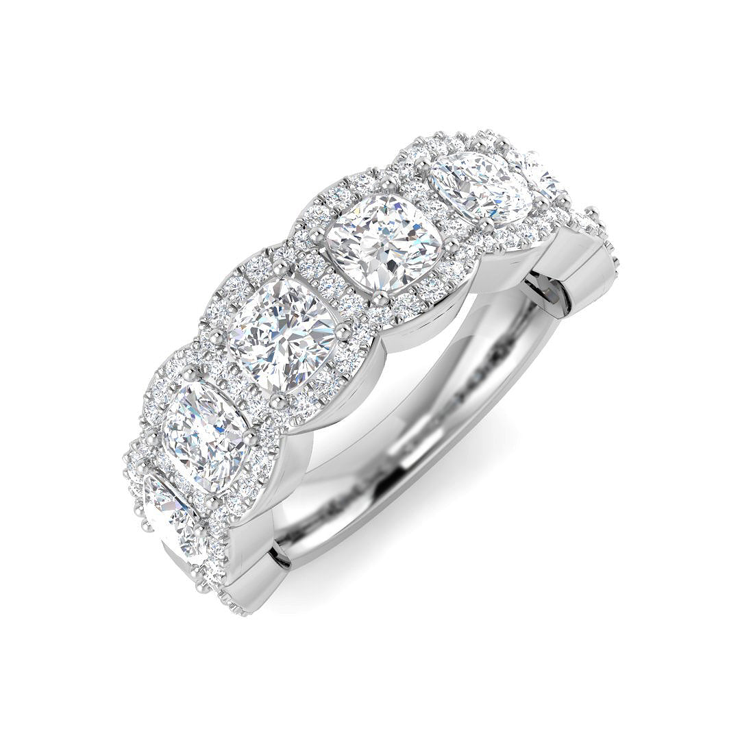 Natural Cushion & Round Cut Diamond Halo Engagement Ring