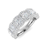 Natural Cushion & Round Cut Diamond Halo Engagement Ring