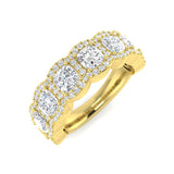 Natural Cushion & Round Cut Diamond Halo Engagement Ring