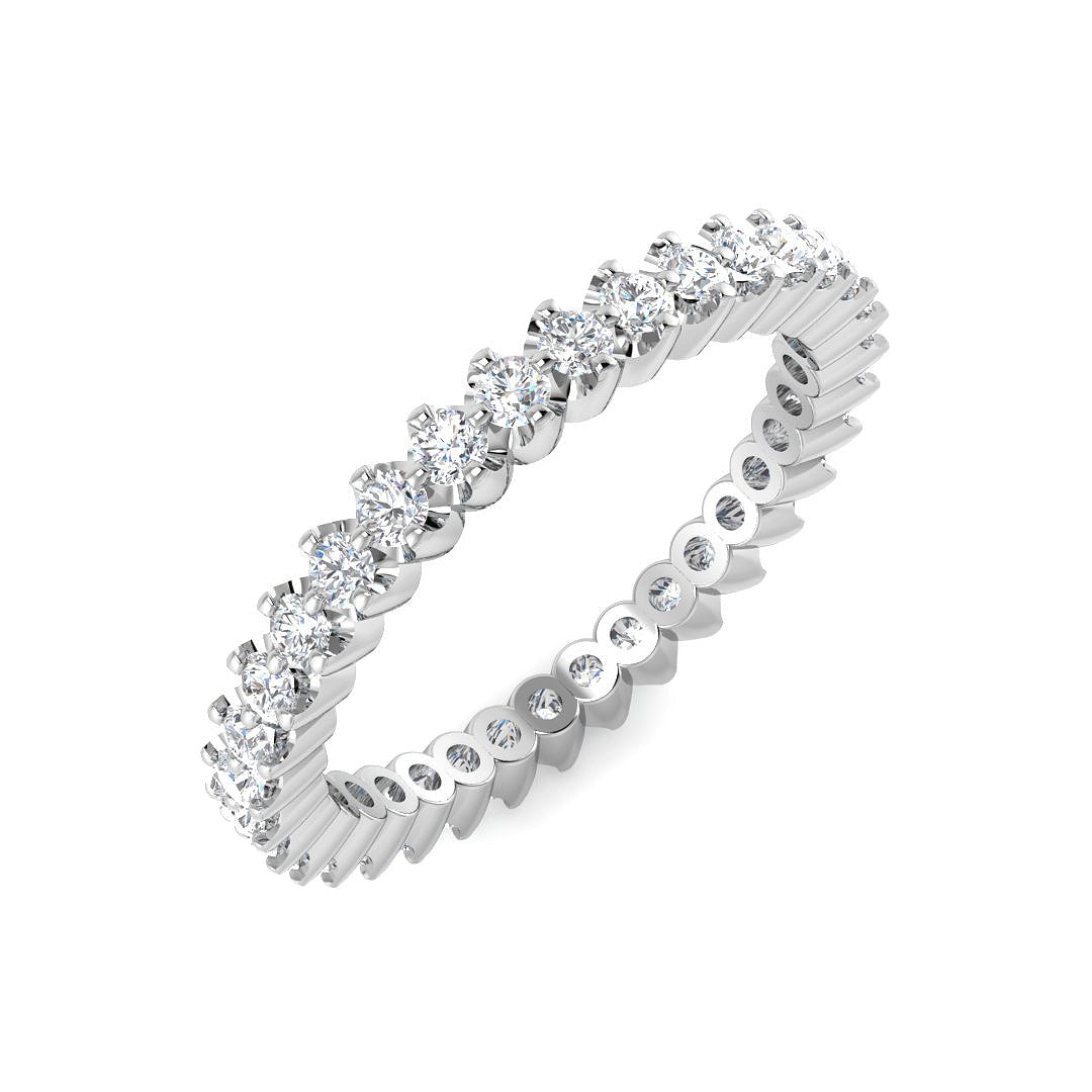 0.60ct Lab-Grown Round Cut D/VVS Diamond Prong Set Full Eternity Ring.