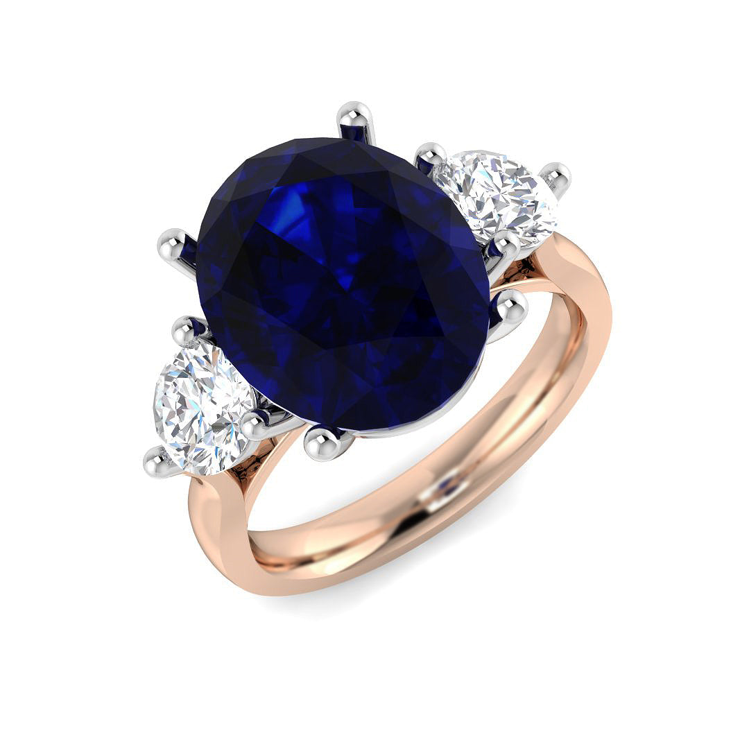 Blue Sapphire Three Stone Ring