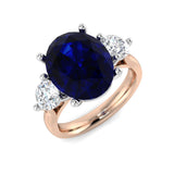 Blue Sapphire Three Stone Ring