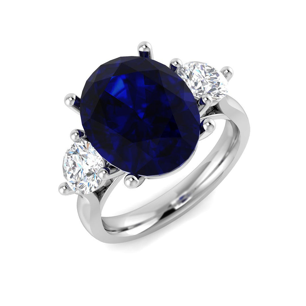 Blue Sapphire Three Stone Ring for Women