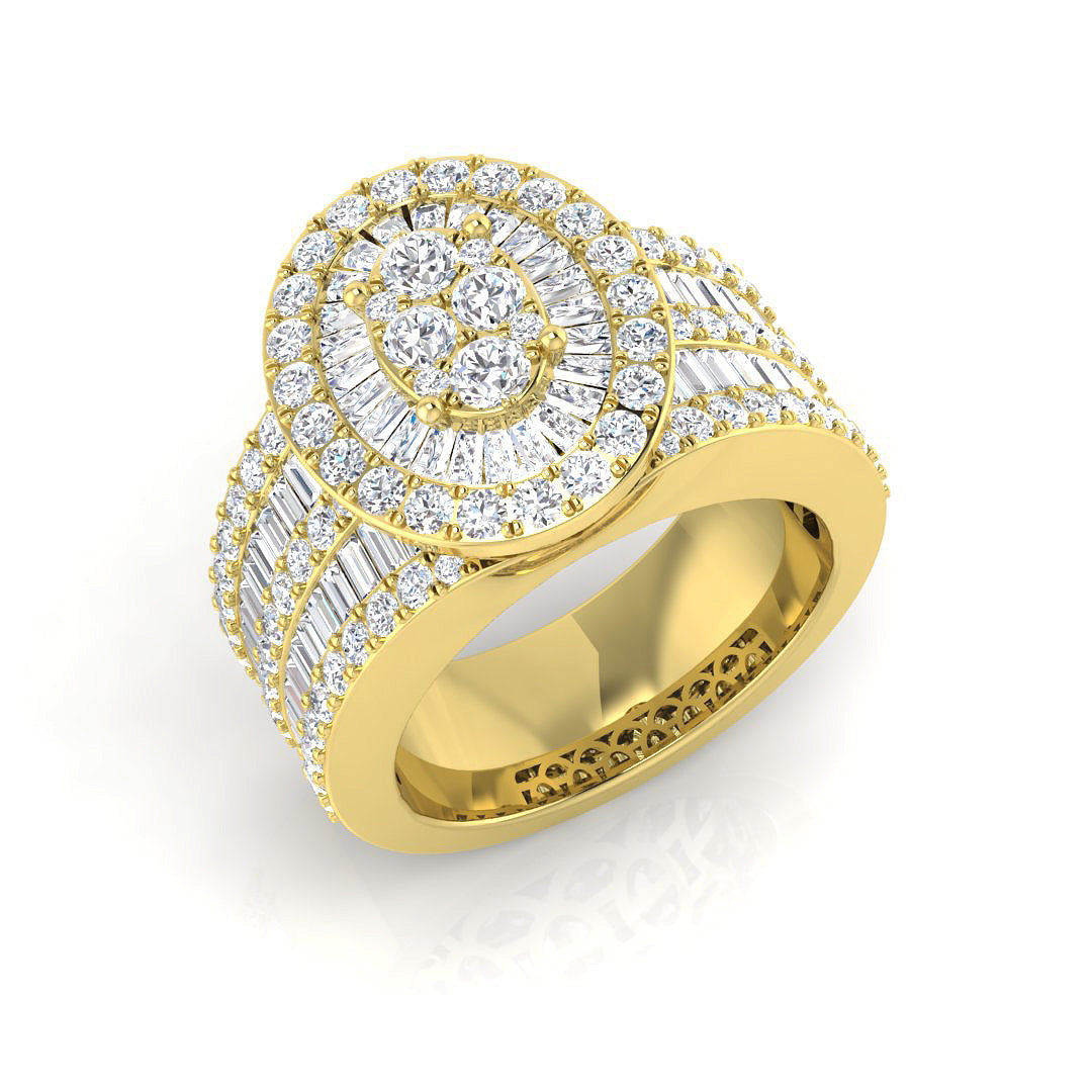 Luxury Round & Baguette Diamond Cluster Ring | 3 Carat | Natural & Lab Diamonds