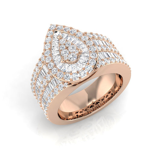 Pear & Baguette and Round Diamond Bridal Ring.