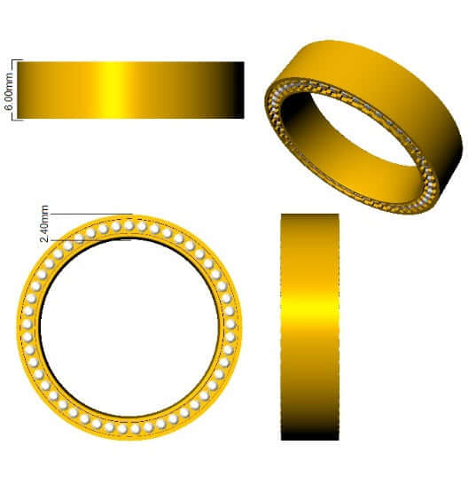 Men’s Diamond Edge Band Ring in Gold & Platinum