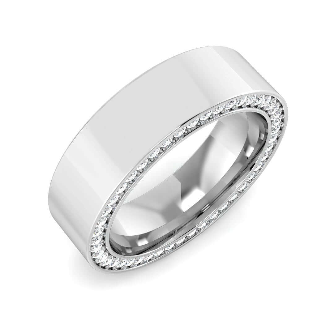 Men’s Diamond Edge Band Ring in Gold & Platinum