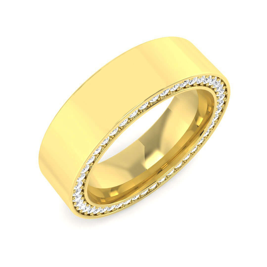 Men’s Diamond Edge Band Ring in Gold & Platinum