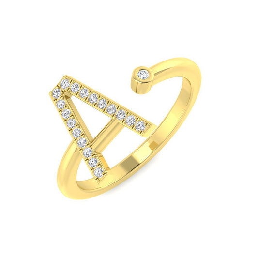 Lab & Natural Diamond Initial Ring – Round Pave A-Z | 0.10ct