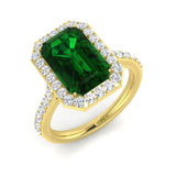 Emerald Cut Halo Diamond Engagement Ring | Gold & Platinum | 1ct - 4.5ct