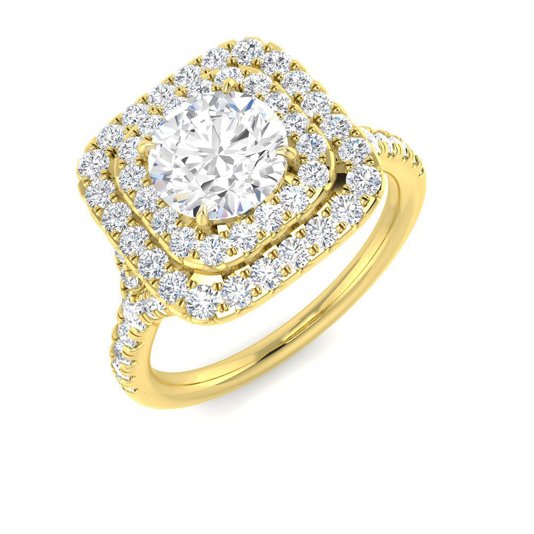 1.90Carat D-E/VS Lab Grown Diamond Halo Engagement Ring 18k Yellow Gold Ready To Ship