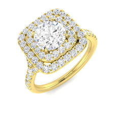 1.90Carat D-E/VS Lab Grown Diamond Halo Engagement Ring 18k Yellow Gold Ready To Ship