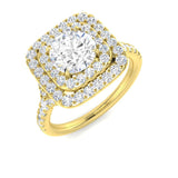 Verlobungsring mit Halo und im Labor gezüchteten, runden Diamanten