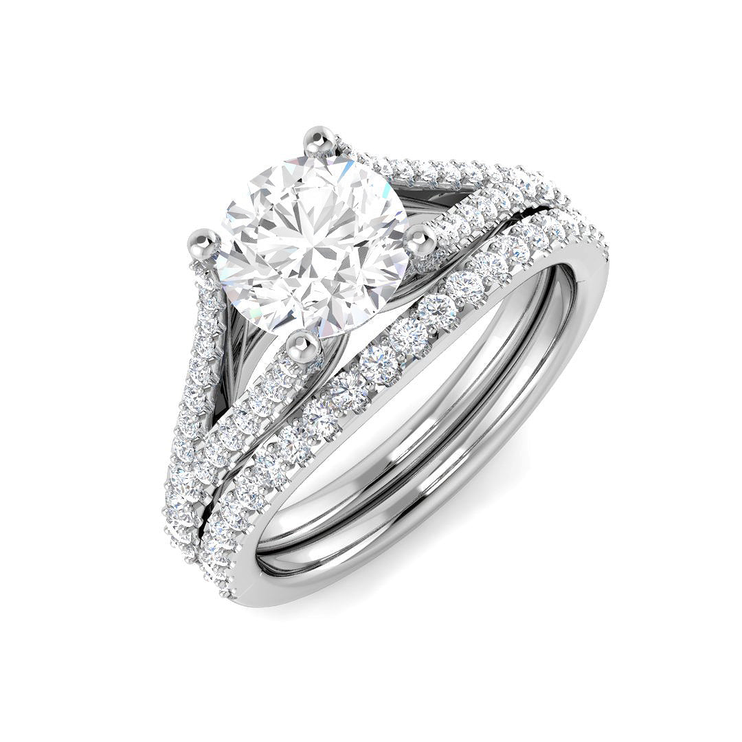 1.50 Ct D-E/VS Lab Grown Diamond Bridal Set Ring 950 Platinum Ready To Ship