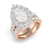 Lab Grown Pear & Round Cut Diamond Halo Engagement Ring