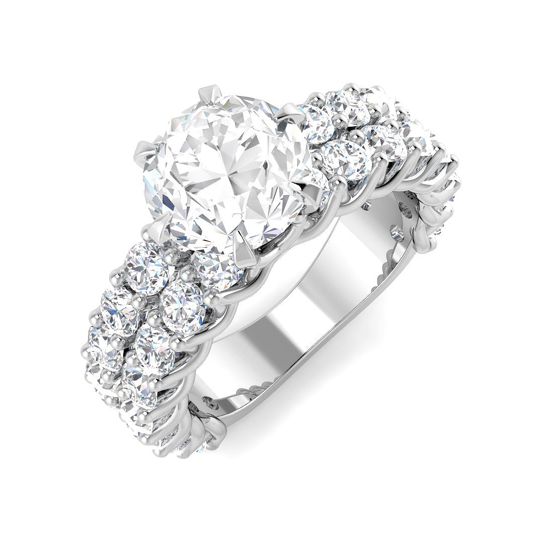 4.50 Ct D-E/VS Lab Grown Diamond Side Stone Ring 9k White Gold Ready To Ship